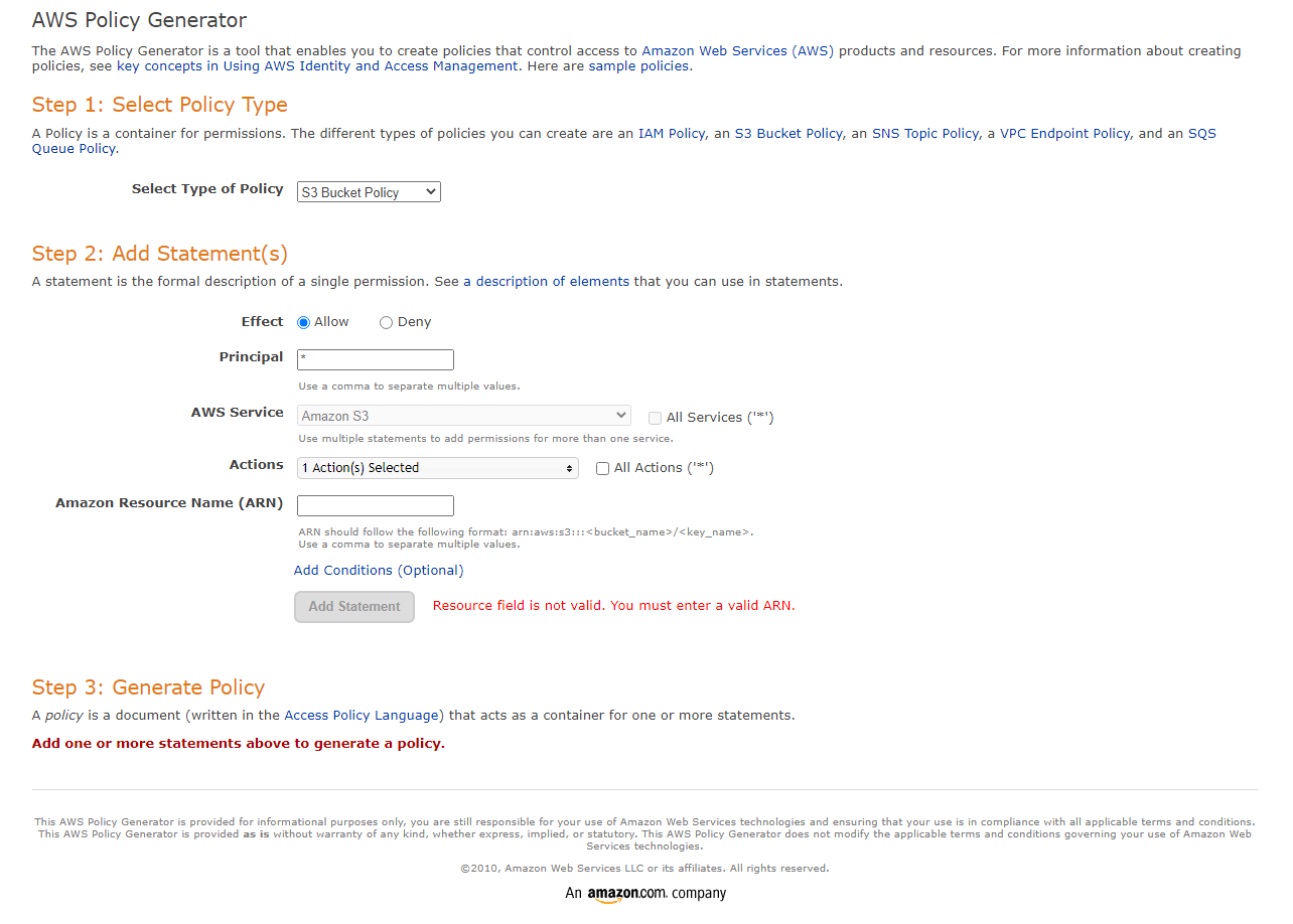 AWS Policy Generator