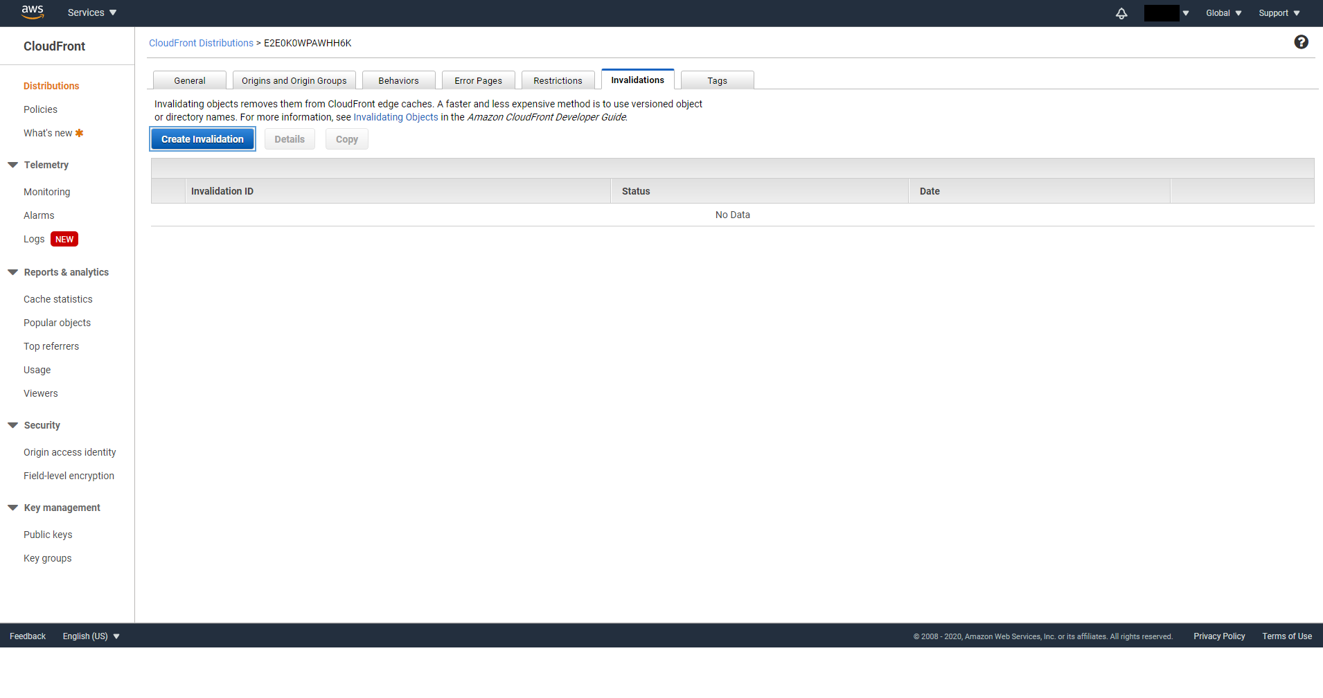 Create CloudFront Invalidation