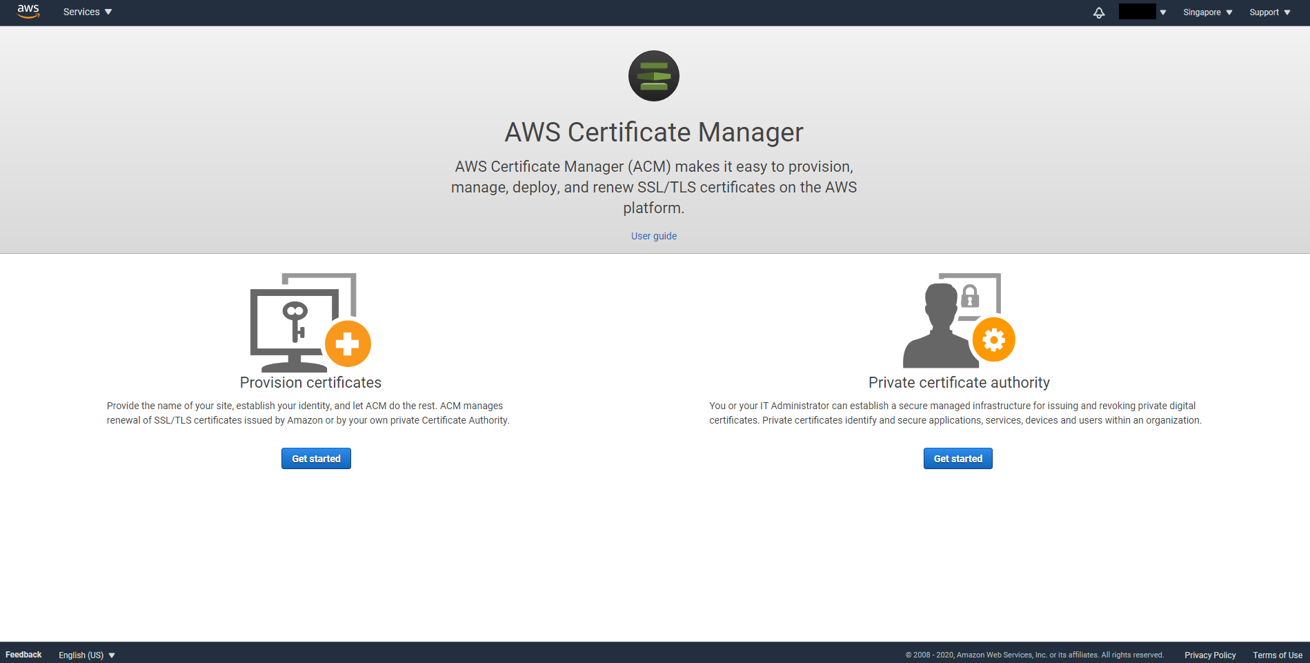 Certificate Manager console