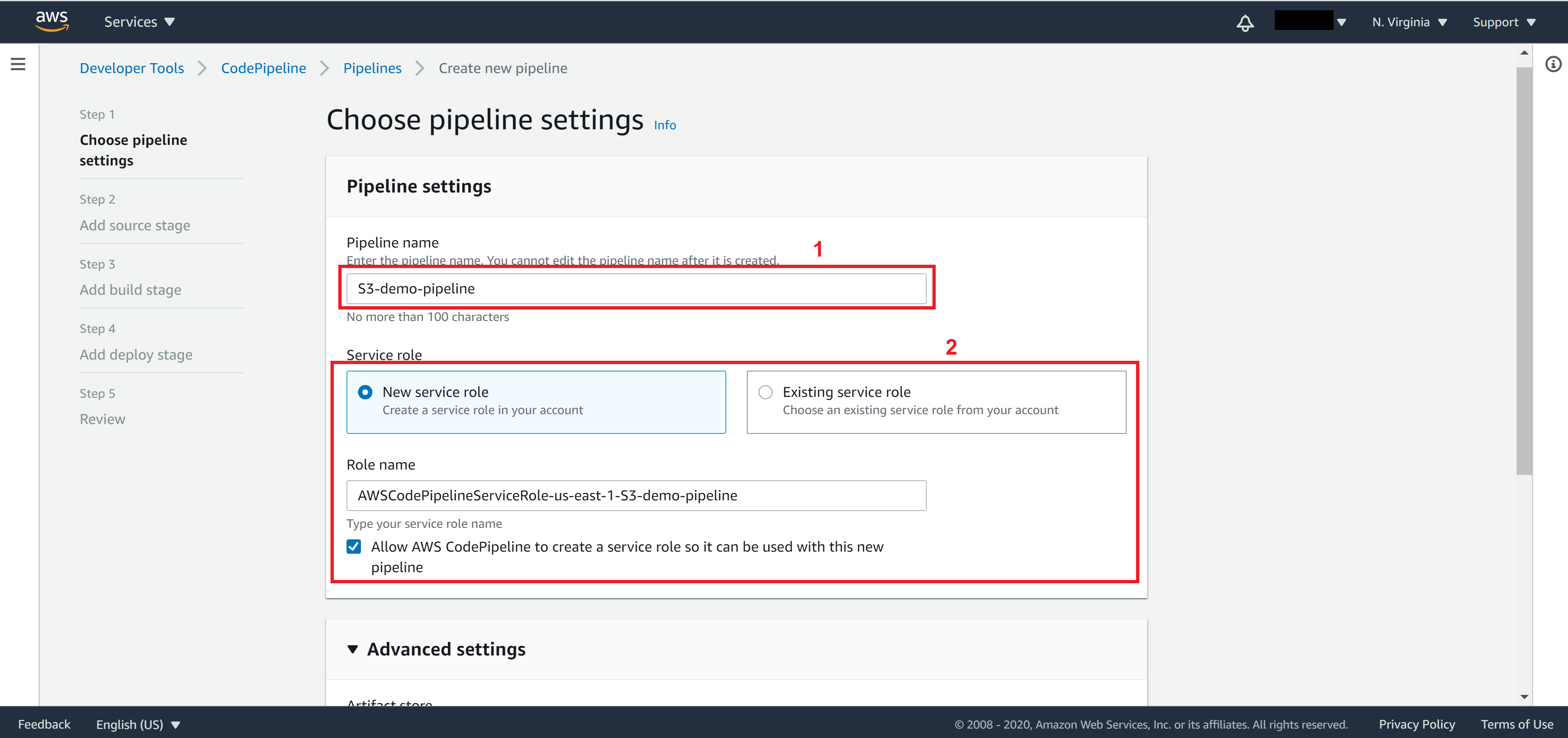 Fill in Pipeline details