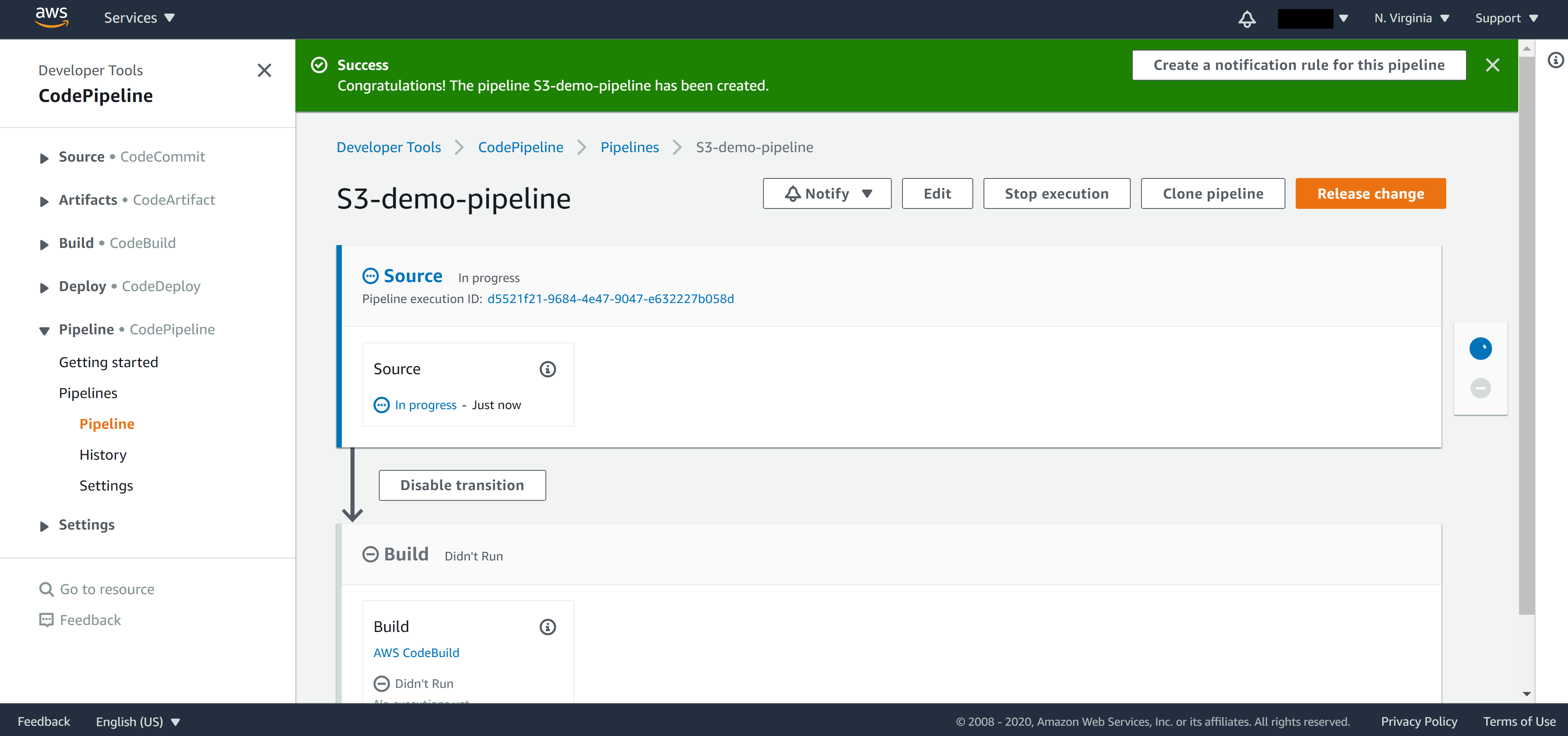 CodePipeline starts first build automatically