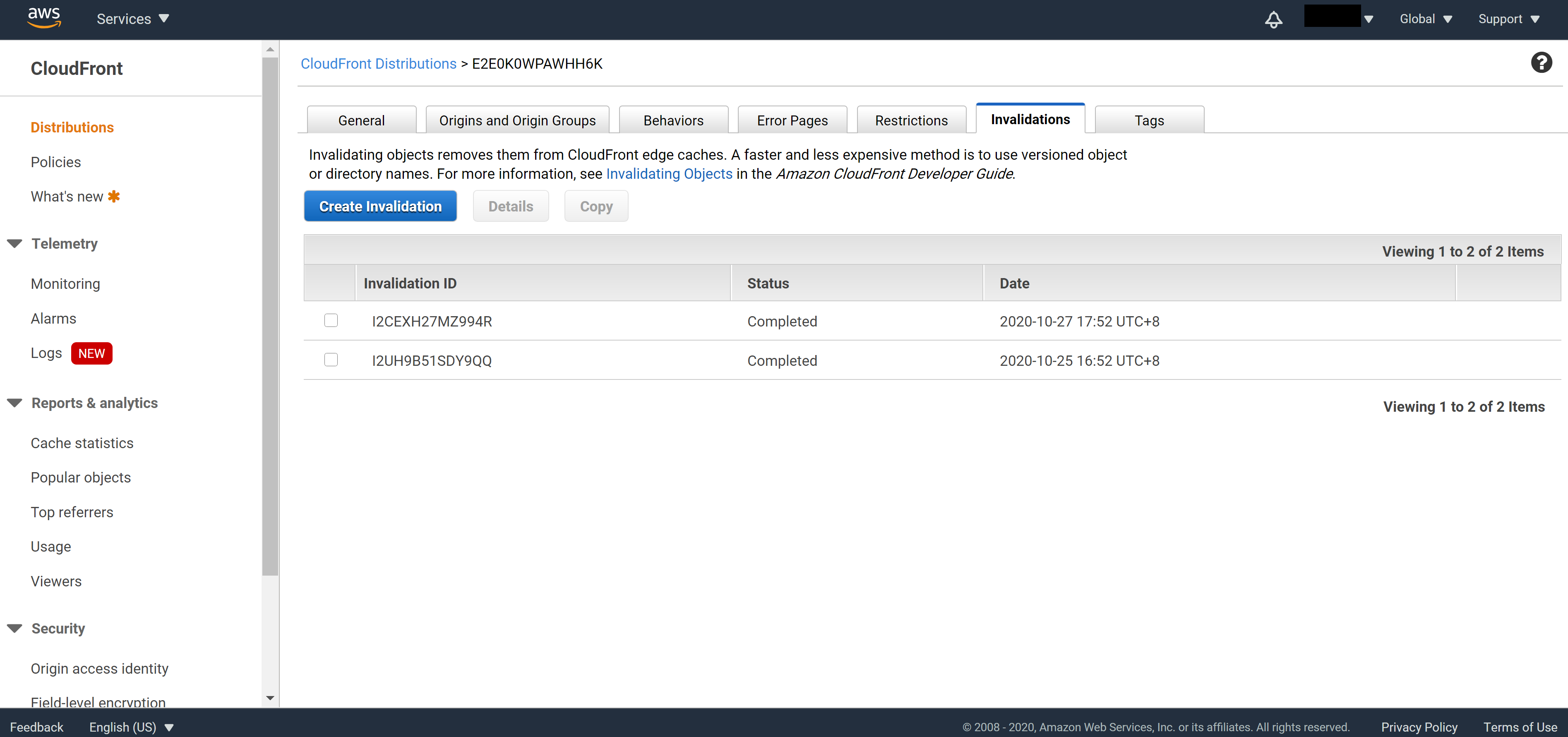 CloudFront validation requested