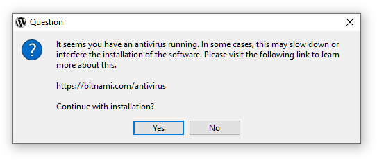 Antivirus program warning