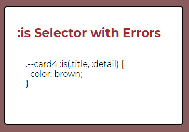 :is Selector with Errors
