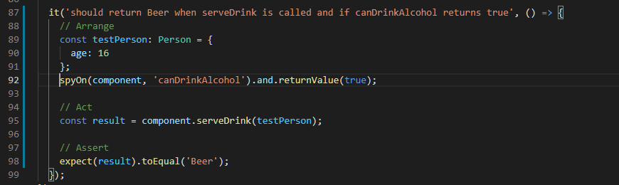 Override function return value test case