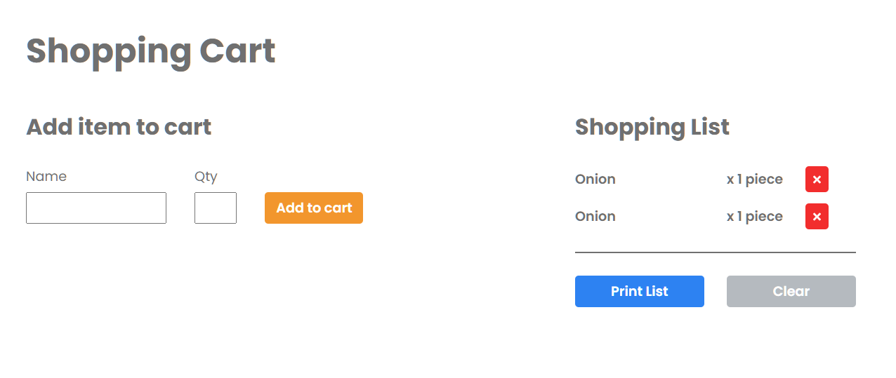 Shopping Cart Application