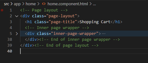 First two layers of HTML of home.component.html