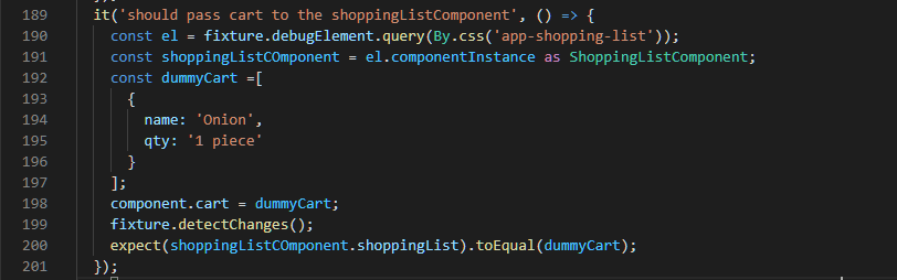 Test input passes to the ShoppingListComponent