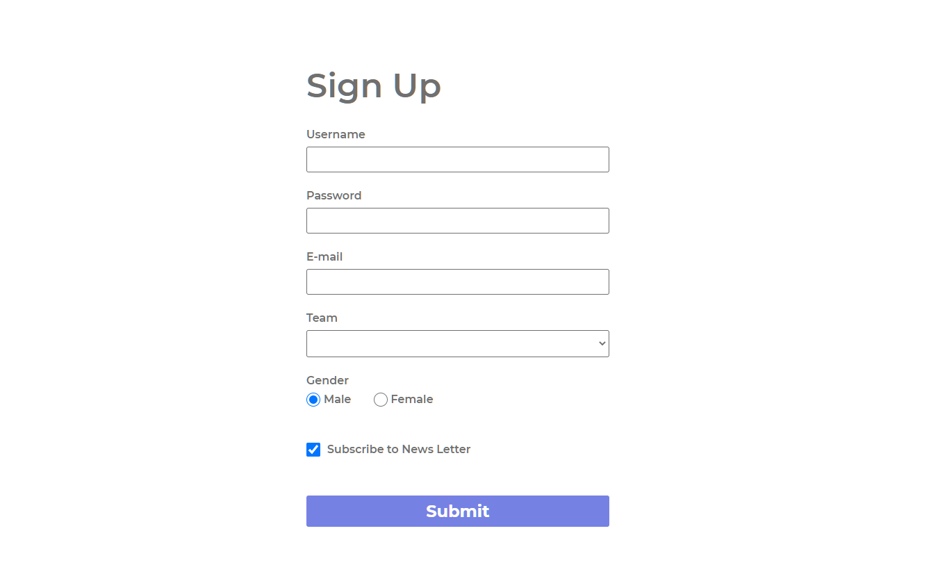 Sign up form
